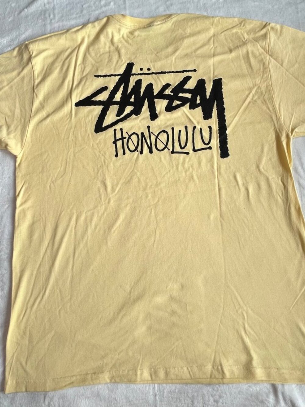 Stussy Honolulu Chapter Cut Tag Pastel Yellow T-Shirt - XL